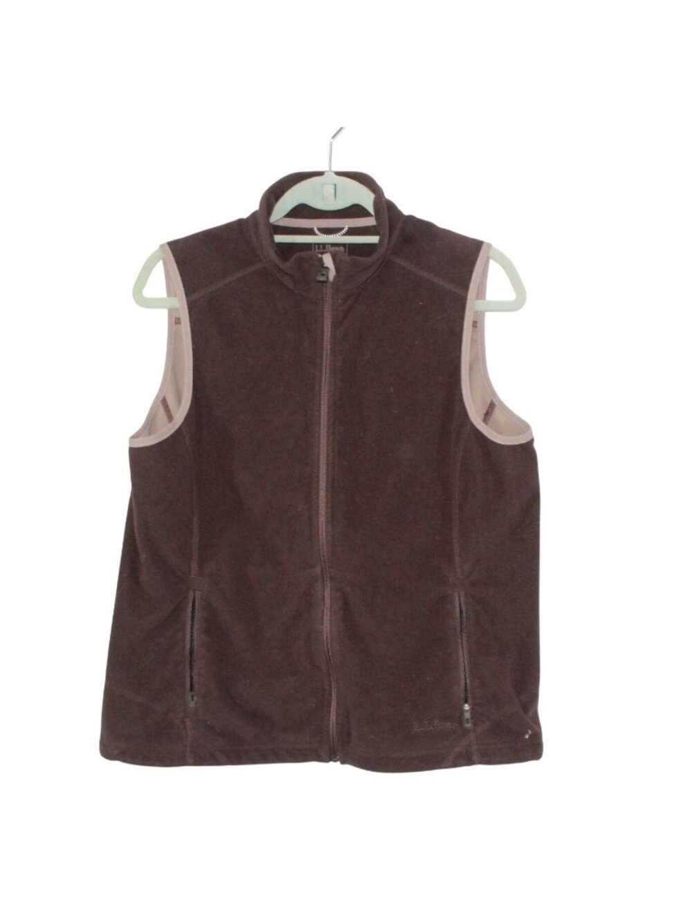 LL Bean Brown Fleece Vest Sleeveless Full Zip Hiking Layer Outdoor Large